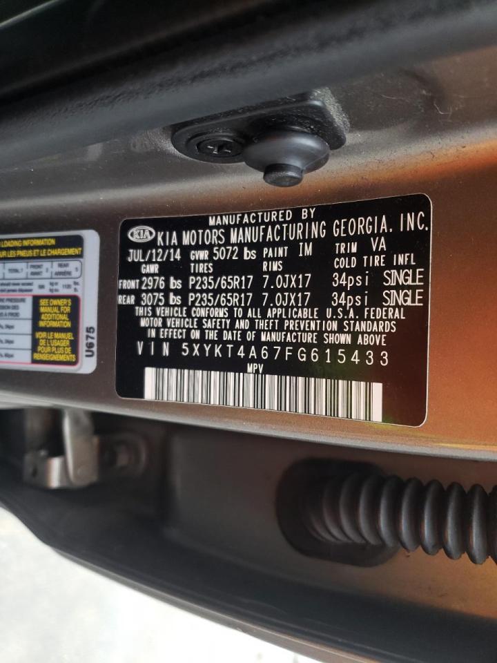 Photo 10 from auction – 2015 KIA SORENTO LX with VIN 5XYKT4A67FG615433