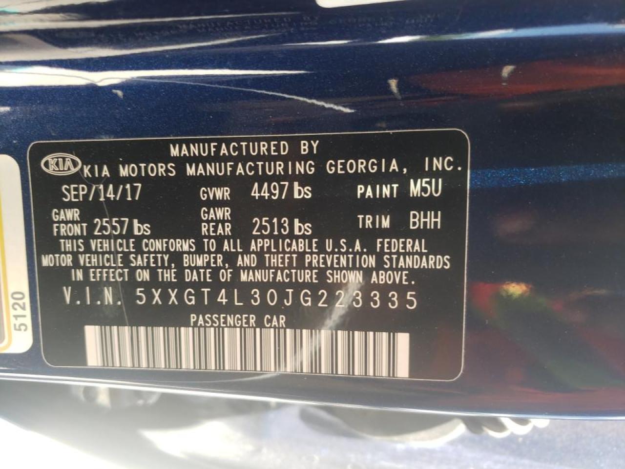 Photo 10 from auction – 2018 KIA OPTIMA LX with VIN 5XXGT4L30JG223335