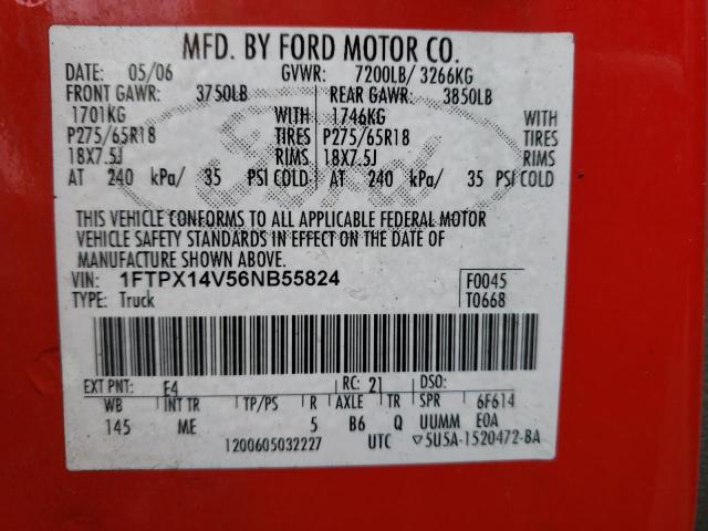 Photo 10 from auction – 2006 FORD F150 with VIN 1FTPX14V56NB55824