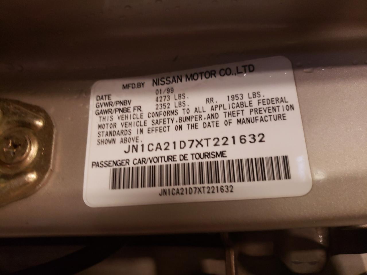 Photo 10 from auction – 1999 NISSAN MAXIMA GLE with VIN JN1CA21D7XT221632