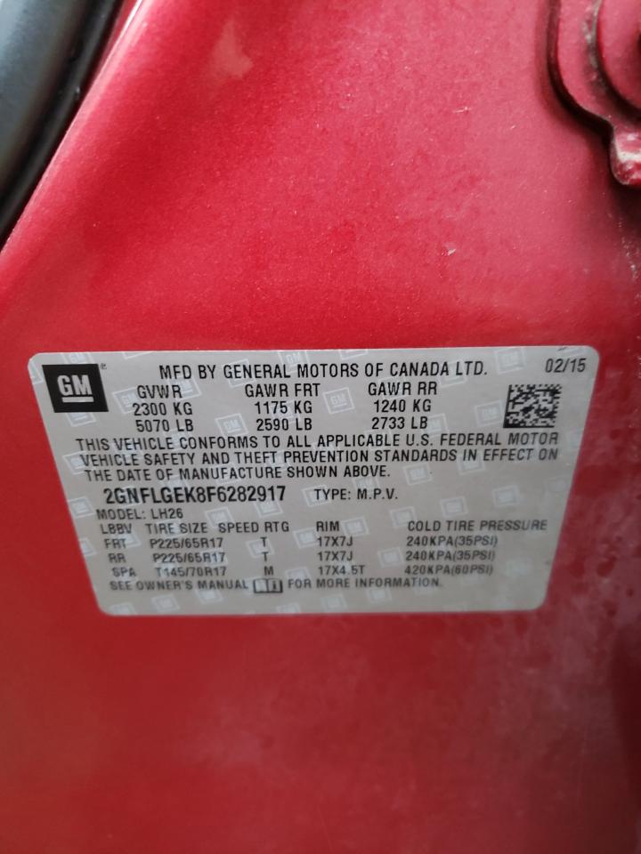 Photo 10 from auction – 2015 CHEVROLET EQUINOX LT with VIN 2GNFLGEK8F6282917
