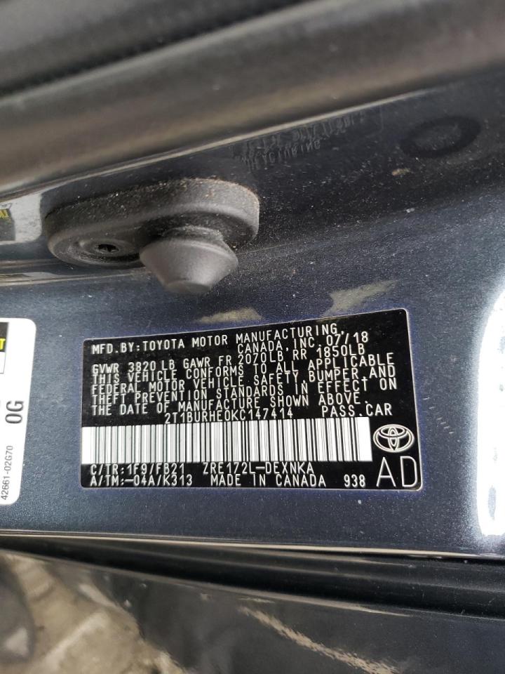 Photo 10 from auction – 2019 TOYOTA COROLLA L with VIN 2T1BURHE0KC147414