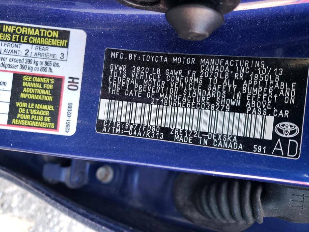 Photo 10 from auction – 2014 TOYOTA COROLLA L with VIN 2T1BURHE6EC038279