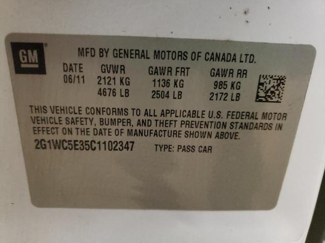 Photo 10 from auction – 2012 CHEVROLET IMPALA LTZ with VIN 2G1WC5E35C1102347