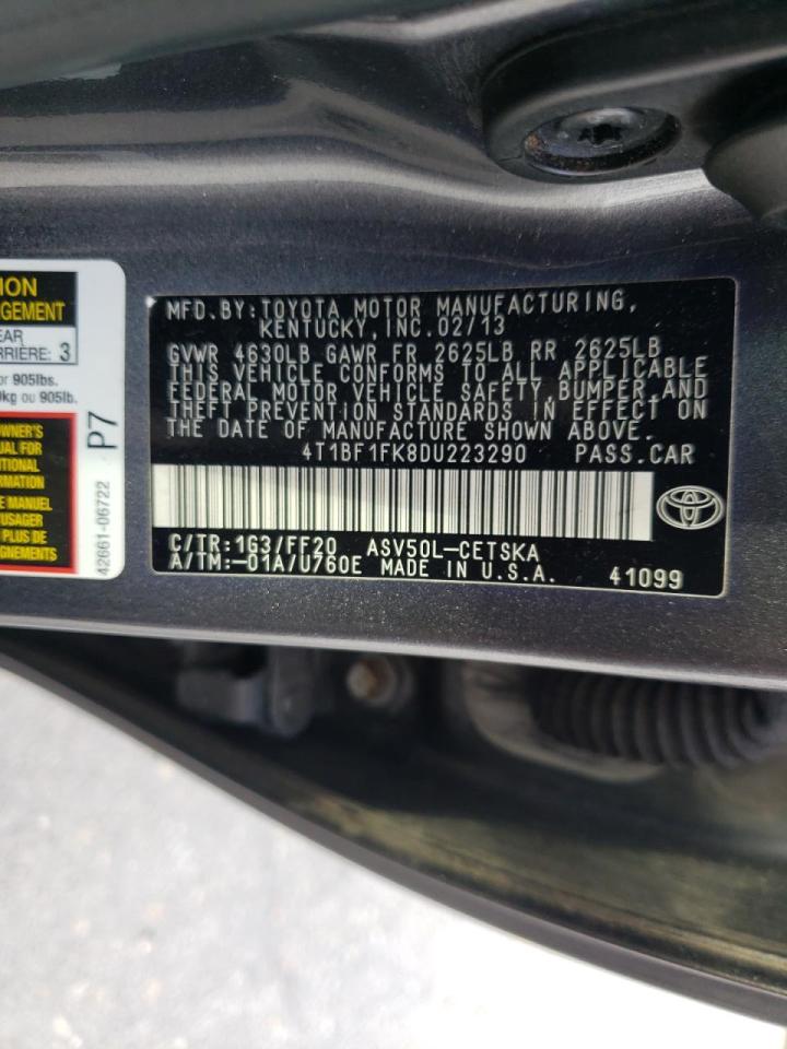 Photo 10 from auction – 2013 TOYOTA CAMRY L with VIN 4T1BF1FK8DU223290