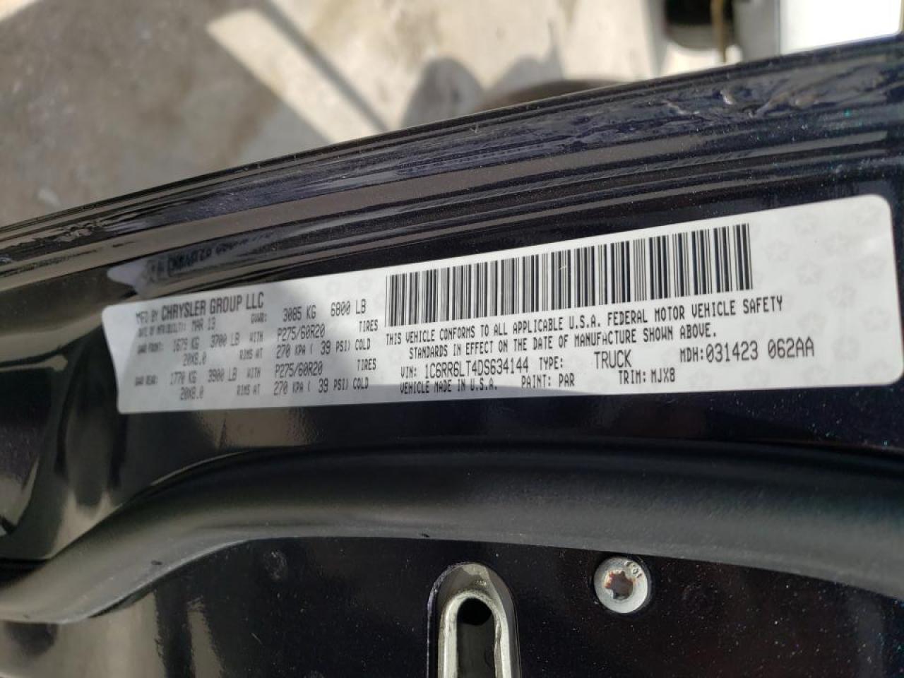 Photo 10 from auction – 2013 RAM 1500 SLT with VIN 1C6RR6LT4DS634144