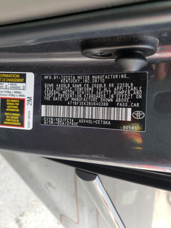 Photo 10 from auction – 2011 TOYOTA CAMRY BASE with VIN 4T1BF3EK3BU640388