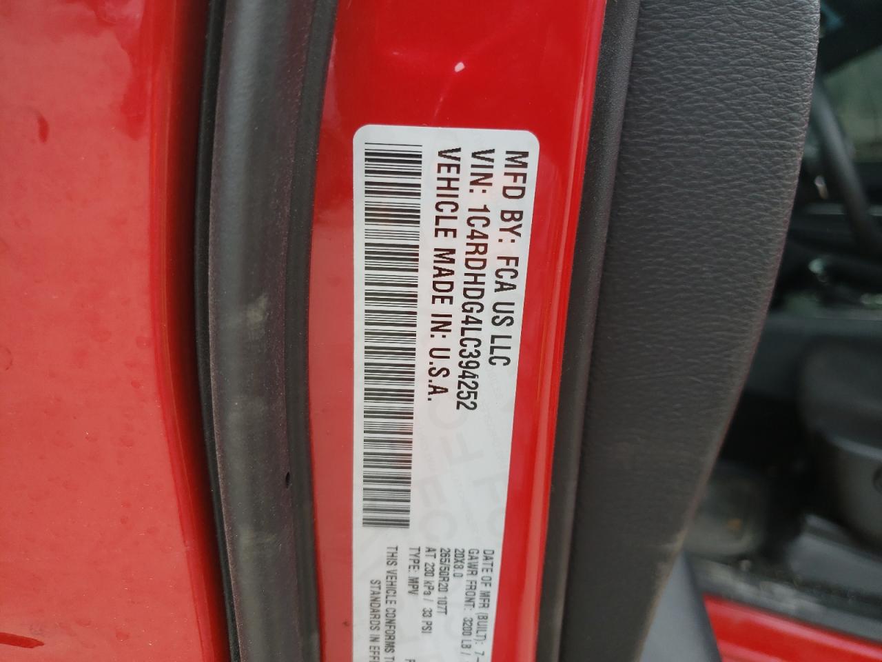 Фото 10 с аукциона – 2020 DODGE DURANGO GT с VIN 1C4RDHDG4LC394252