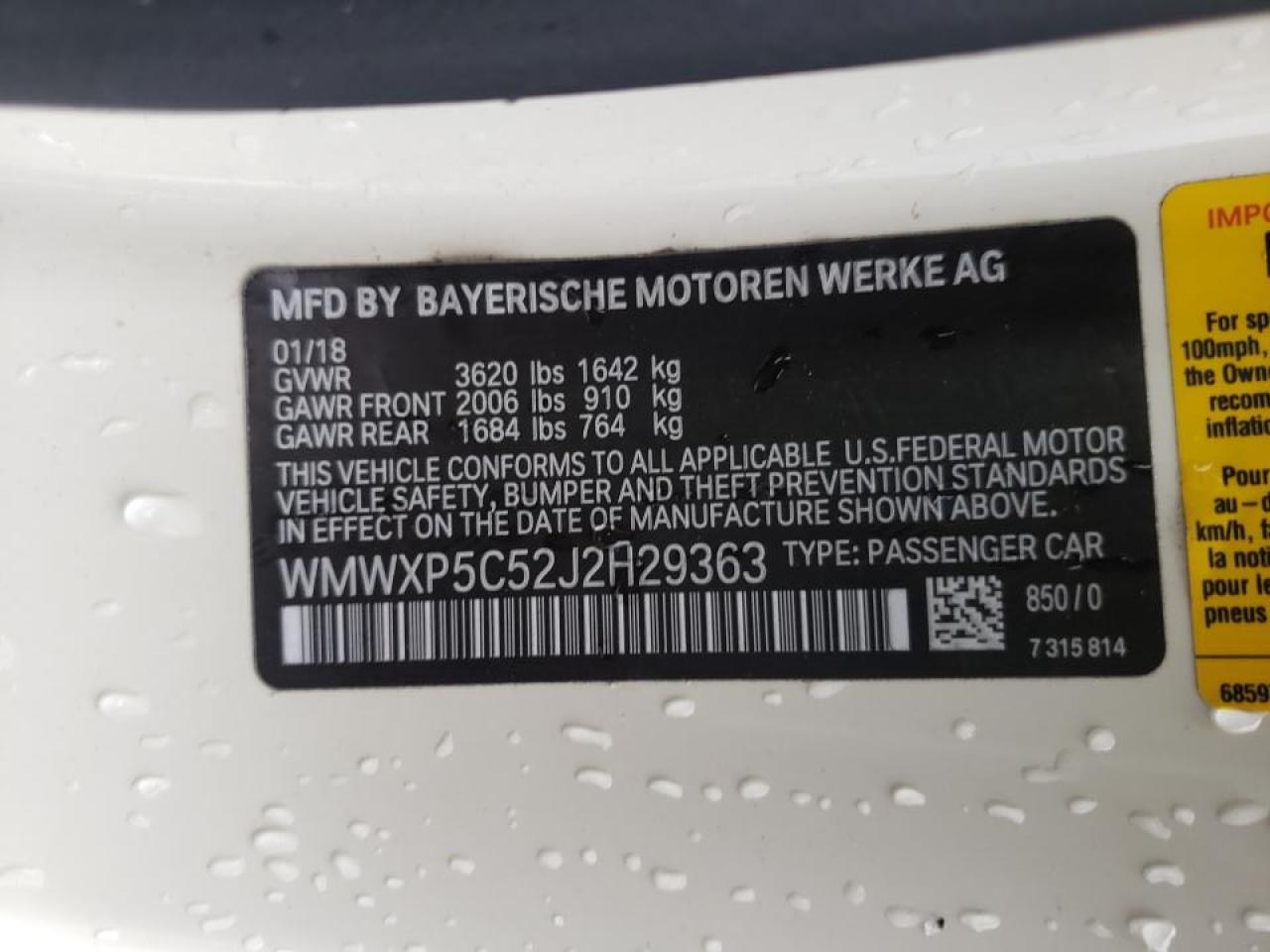 Photo 10 from auction – 2018 MINI COOPER with VIN WMWXP5C52J2H29363