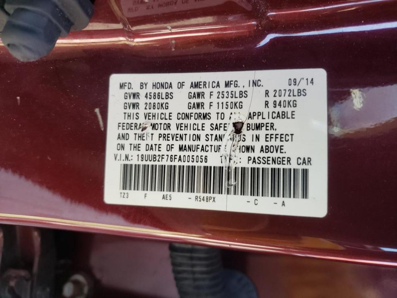 Photo 10 from auction – 2015 ACURA TLX ADVANC with VIN 19UUB2F76FA005056