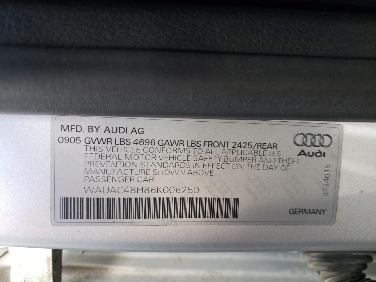 Photo 10 from auction – 2006 AUDI A4 1.8 CAB with VIN WAUAC48H86K006250