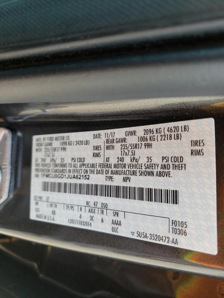 Photo 10 from auction – 2018 FORD ESCAPE SE with VIN 1FMCU0GD1JUA62152