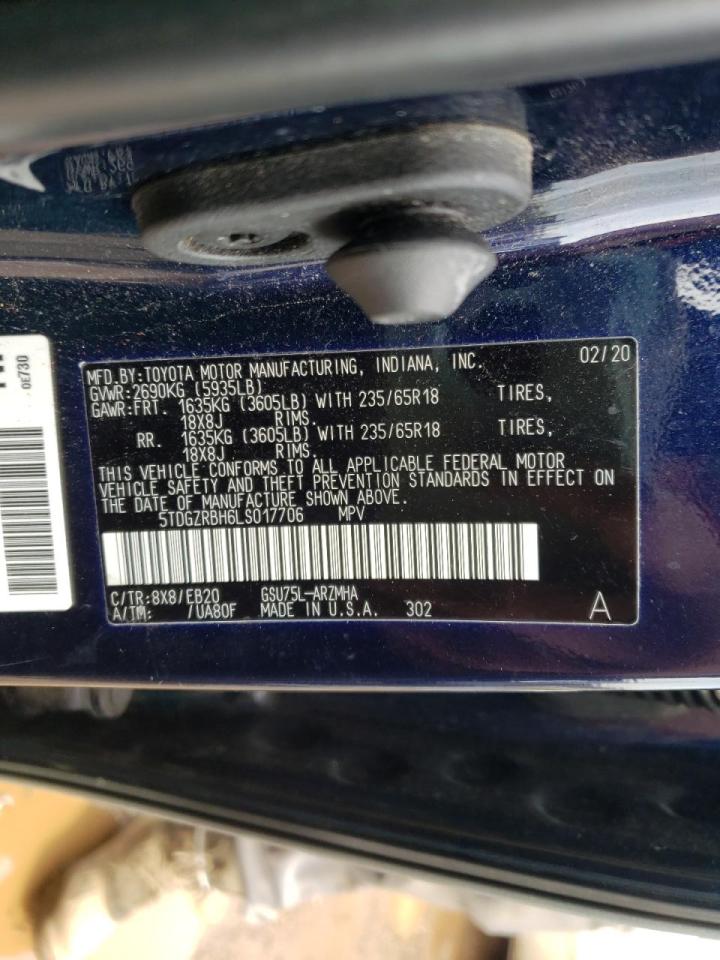 Photo 10 from auction – 2020 TOYOTA HIGHLANDER with VIN 5TDGZRBH6LS017706