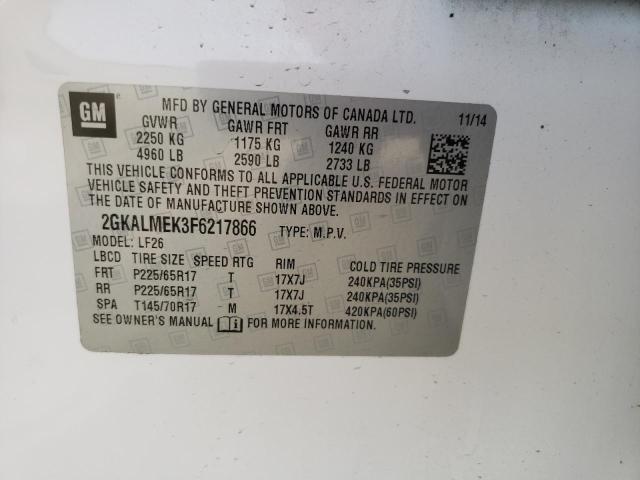 Photo 10 from auction – 2015 GMC TERRAIN SL with VIN 2GKALMEK3F6217866