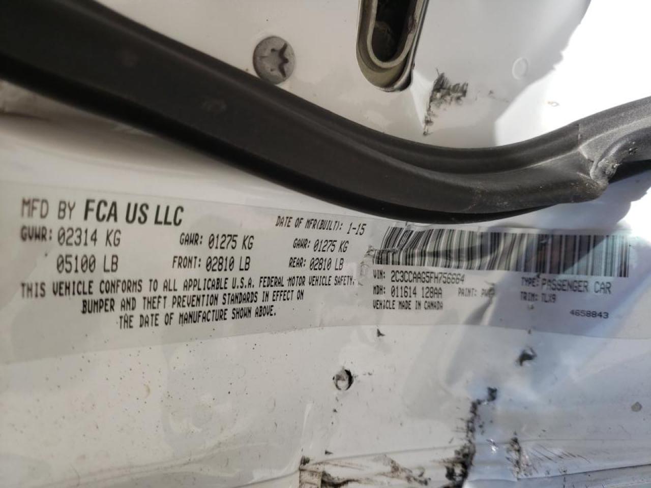 Photo 10 from auction – 2015 CHRYSLER 300 LIMITE with VIN 2C3CCAAG5FH756664
