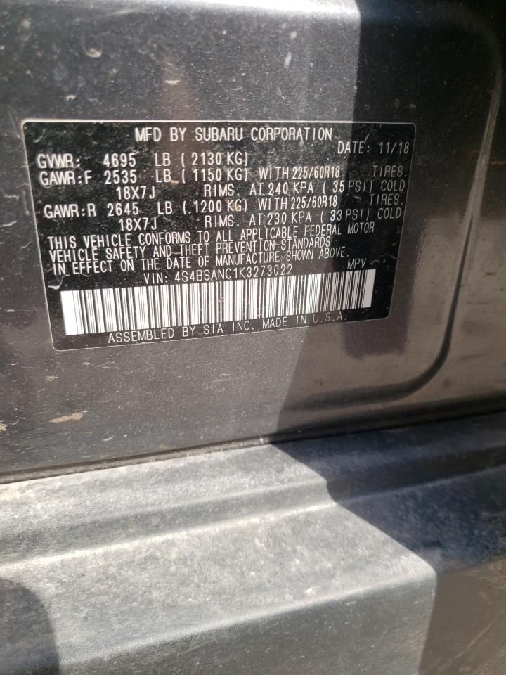 Photo 10 from auction – 2019 SUBARU OUTBACK 2. with VIN 4S4BSANC1K3273022