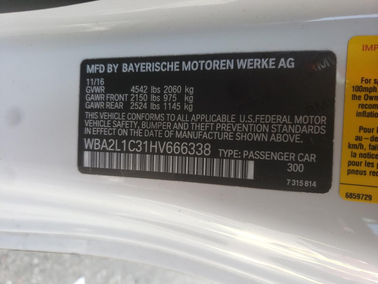 Photo 10 from auction – 2017 BMW M240I with VIN WBA2L1C31HV666338