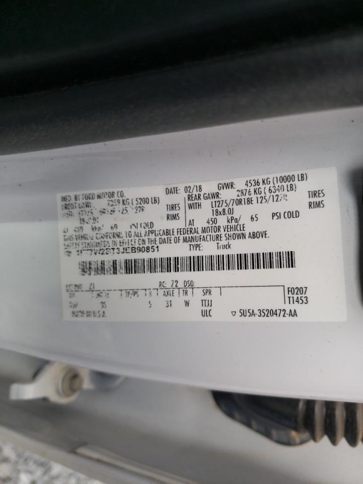 Photo 10 from auction – 2018 FORD F250 SUPER with VIN 1FT7W2BT3JEB90851