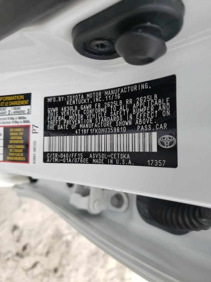 Photo 10 from auction – 2017 TOYOTA CAMRY LE with VIN 4T1BF1FK0HU359810