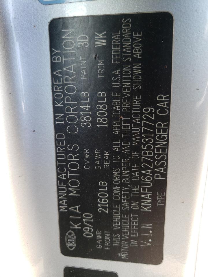 Photo 10 from auction – 2011 KIA FORTE EX with VIN KNAFU6A27B5317729
