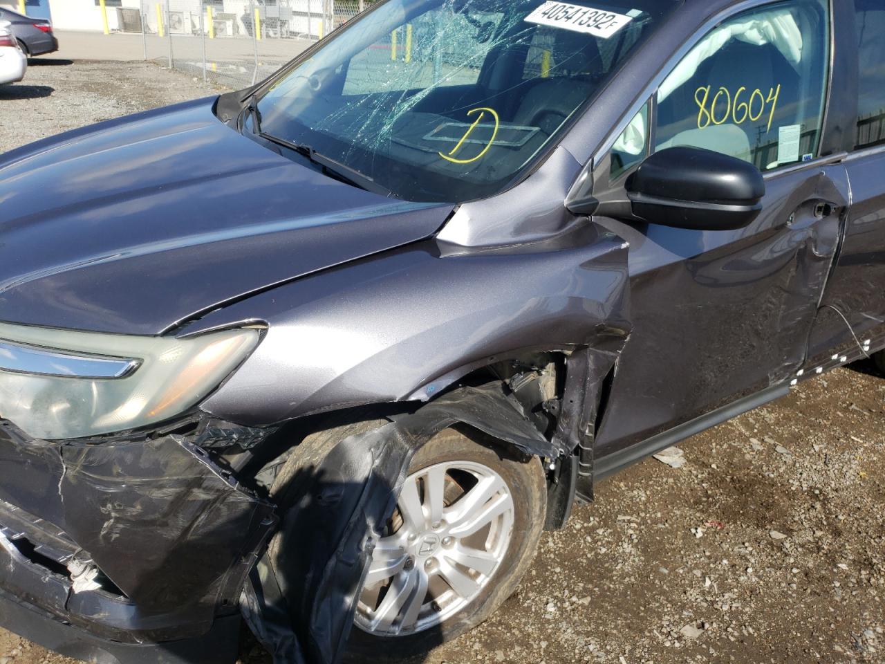 Photo 9 from auction – 2016 HONDA PILOT LX with VIN 5FNYF5H13GB020380