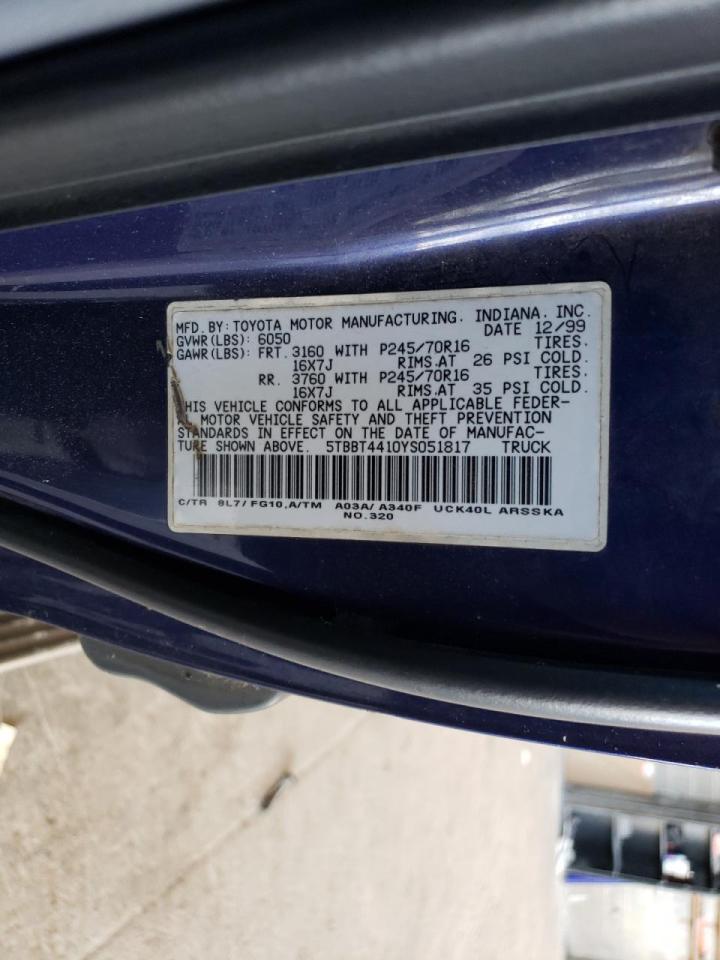 Photo 10 from auction – 2000 TOYOTA TUNDRA ACC with VIN 5TBBT4410YS051817