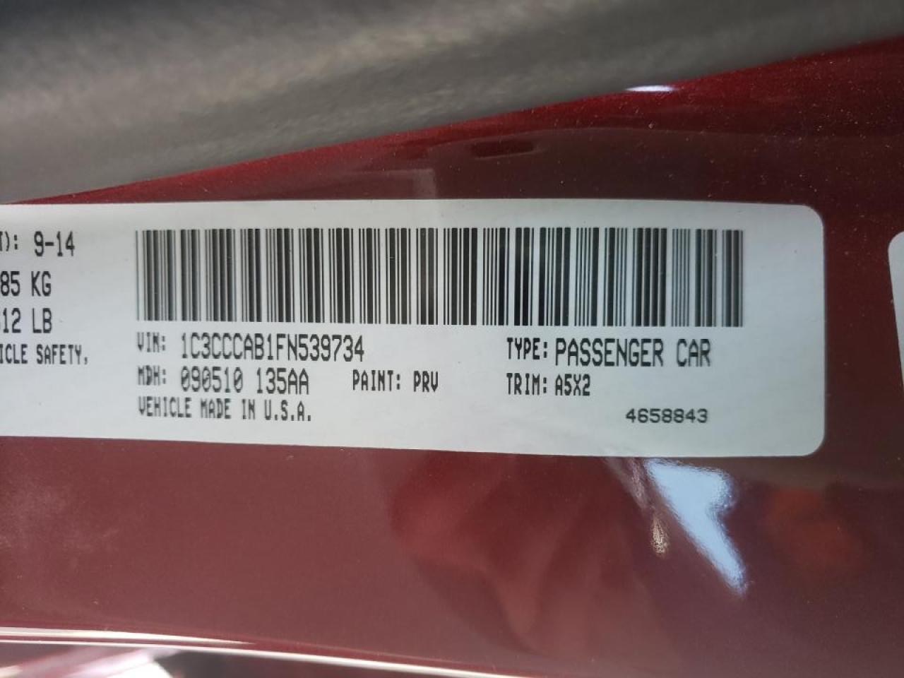 Photo 10 from auction – 2015 CHRYSLER 200 LIMITE with VIN 1C3CCCAB1FN539734
