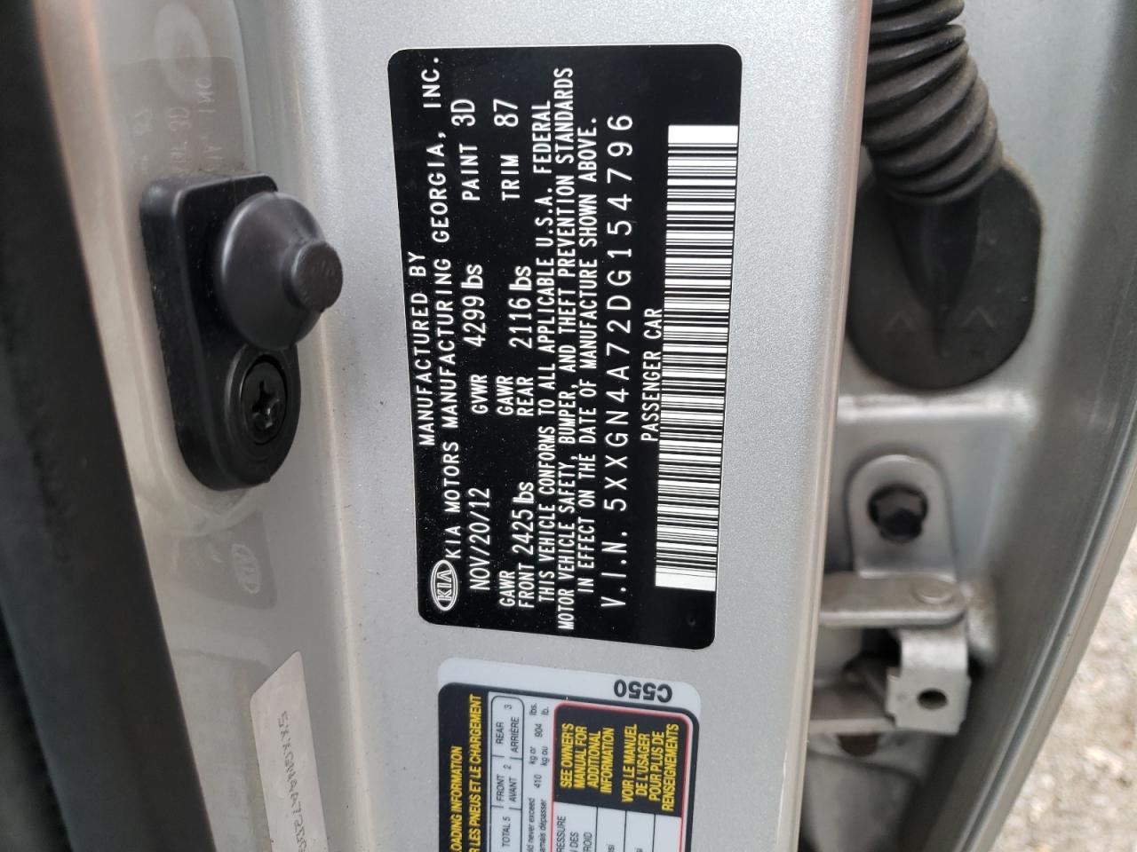 Photo 10 from auction – 2013 KIA OPTIMA EX with VIN 5XXGN4A72DG154796