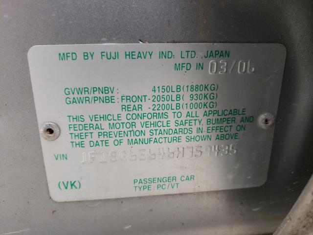 Photo 10 from auction – 2006 SUBARU FORESTER 2 with VIN JF1SG63646H759435
