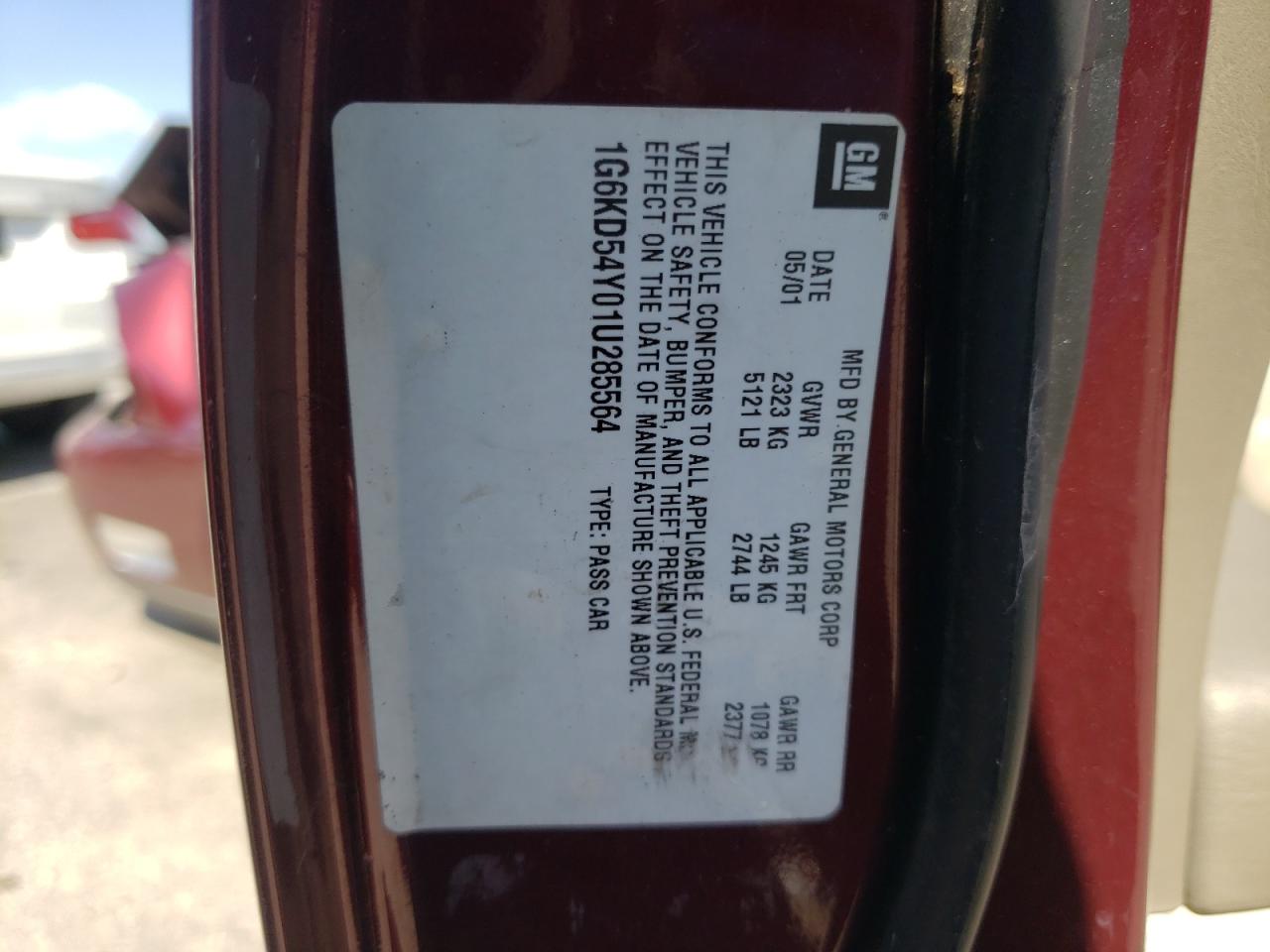 Photo 10 from auction – 2001 CADILLAC DEVILLE with VIN 1G6KD54Y01U285564