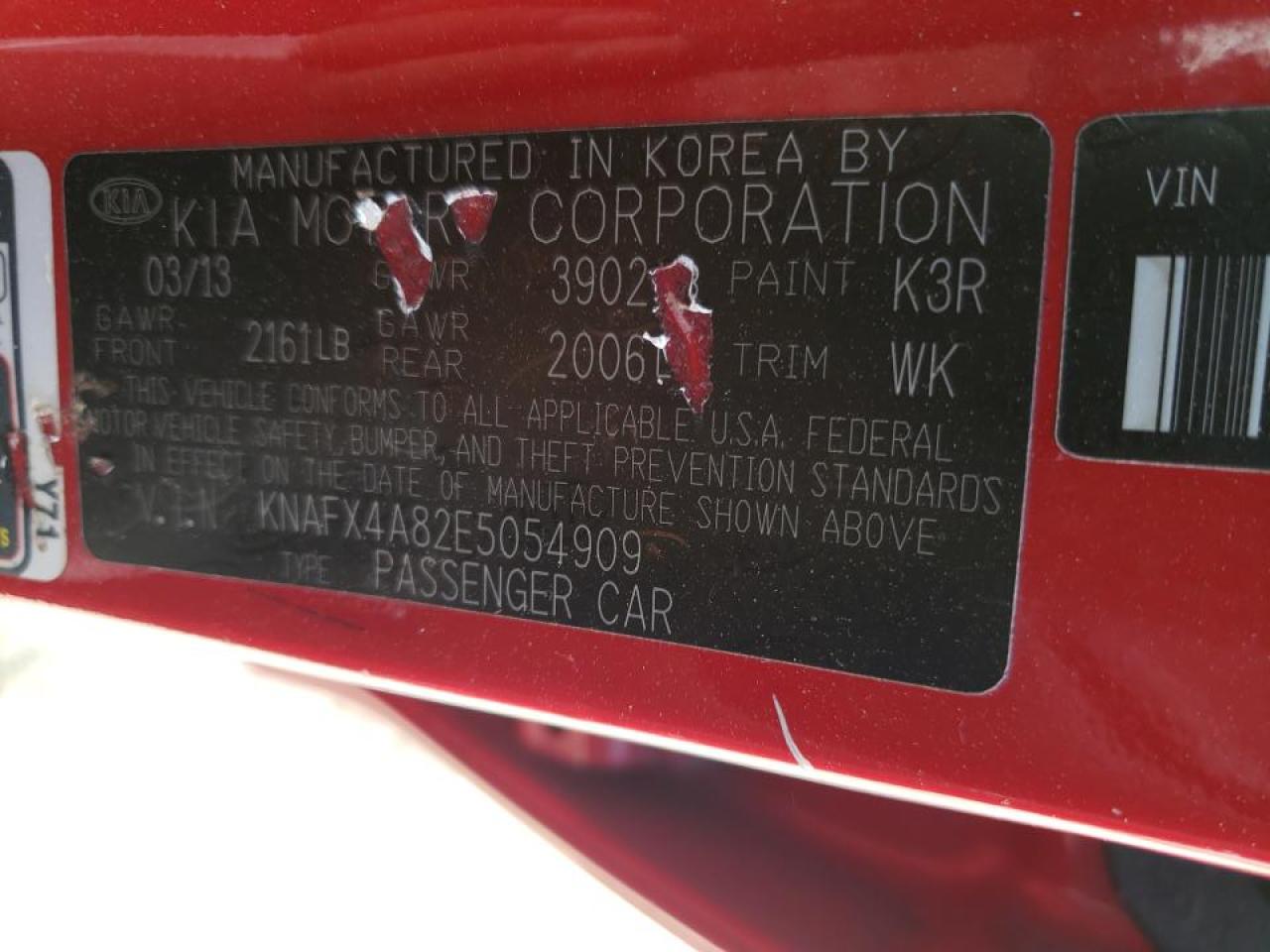 Photo 10 from auction – 2014 KIA FORTE EX with VIN KNAFX4A82E5054909