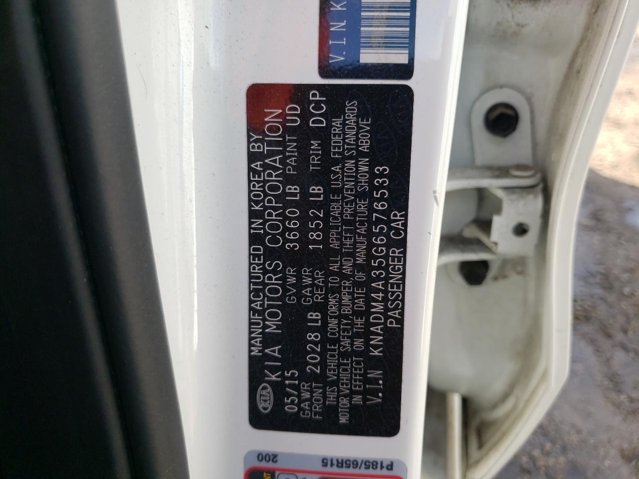 Foto 10 de la subasta – 2016 KIA RIO LX con VIN KNADM4A35G6576533