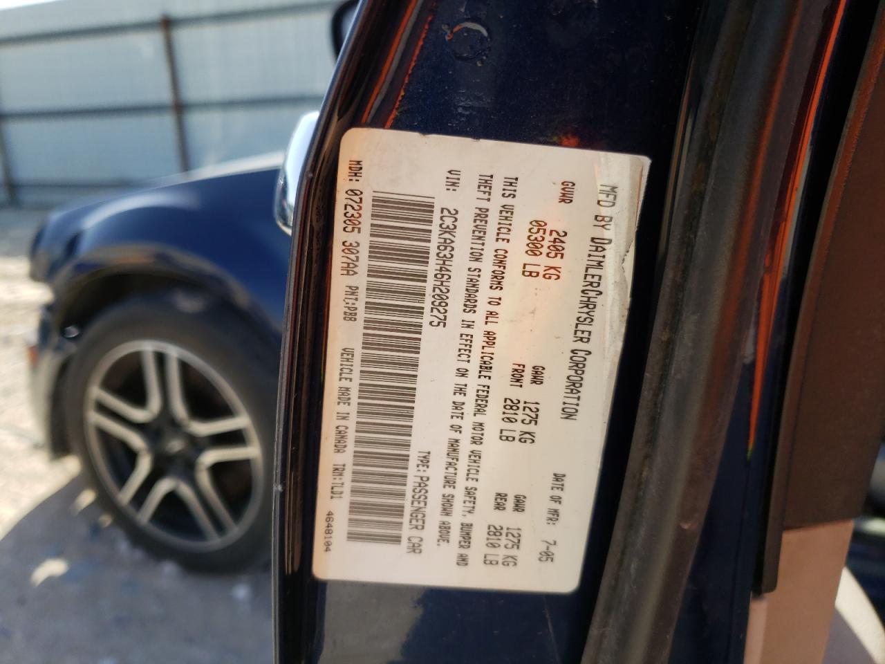 Photo 10 from auction – 2006 CHRYSLER 300C with VIN 2C3KA63H46H209275
