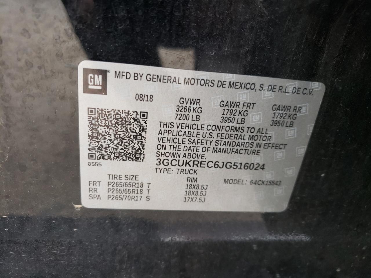 Photo 10 from auction – 2018 CHEVROLET SILVERADO with VIN 3GCUKREC6JG516024