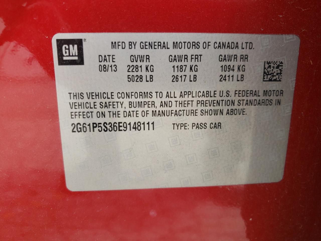 Photo 10 from auction – 2014 CADILLAC XTS PREMIU with VIN 2G61P5S36E9148111