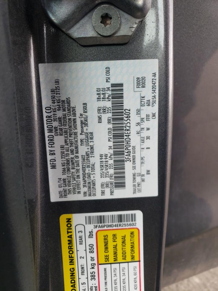 Photo 10 from auction – 2014 FORD FUSION SE with VIN 3FA6P0HD4ER255602