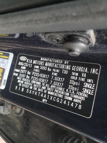 Photo 10 from auction – 2012 KIA SORENTO BA with VIN 5XYKT4A1XCG241478