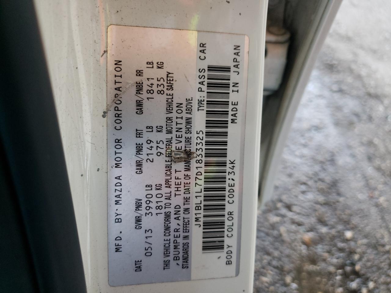 Photo 10 from auction – 2013 MAZDA 3 I with VIN JM1BL1L77D1833325