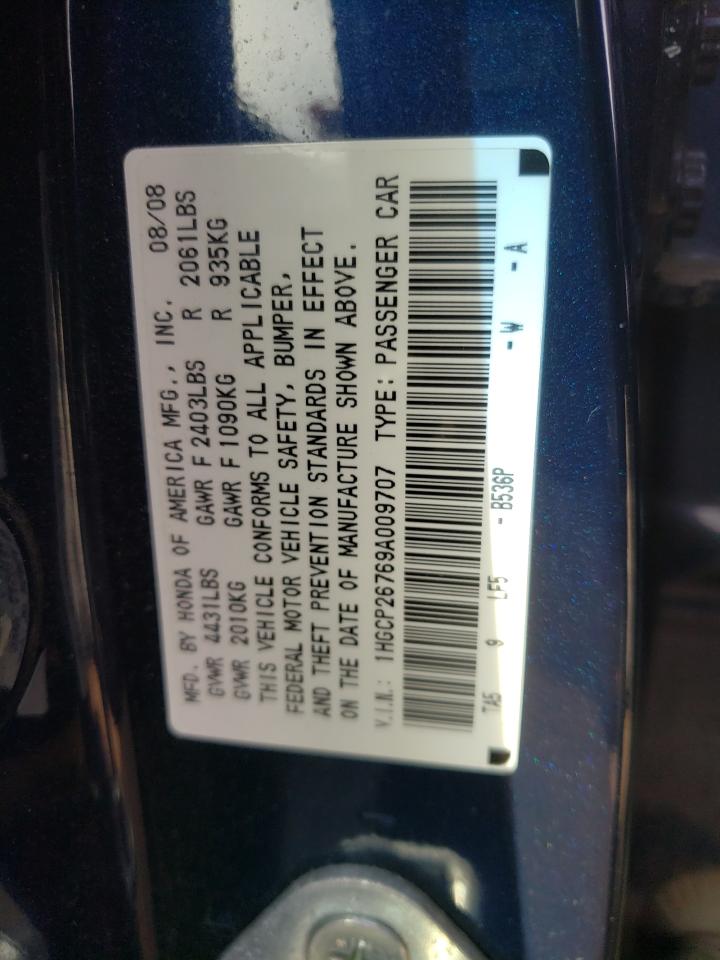 Photo 10 from auction – 2009 HONDA ACCORD EX with VIN 1HGCP26769A009707