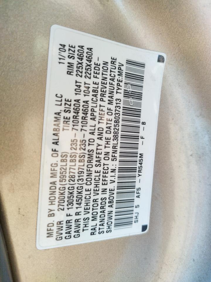 Photo 10 from auction – 2005 HONDA ODYSSEY with VIN 5FNRL38825B037313