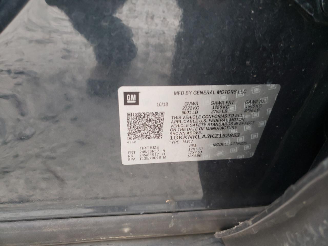 Photo 10 from auction – 2019 GMC ACADIA SLE with VIN 1GKKNKLA3KZ152853