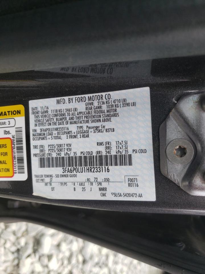 Photo 10 from auction – 2017 FORD FUSION SE with VIN 3FA6P0LU1HR233116