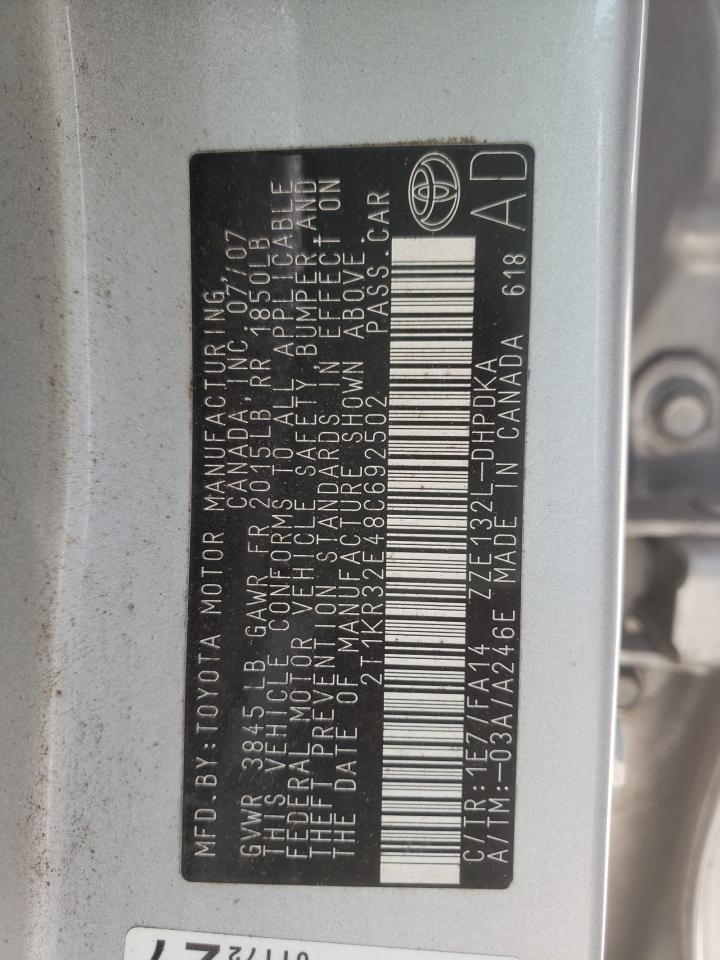 Photo 10 from auction – 2008 TOYOTA COROLLA MA with VIN 2T1KR32E48C692502