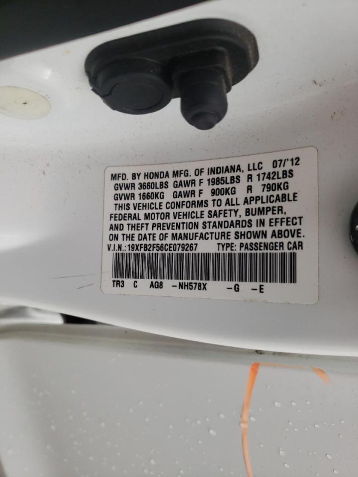 Photo 10 from auction – 2012 HONDA CIVIC LX with VIN 19XFB2F56CE079267