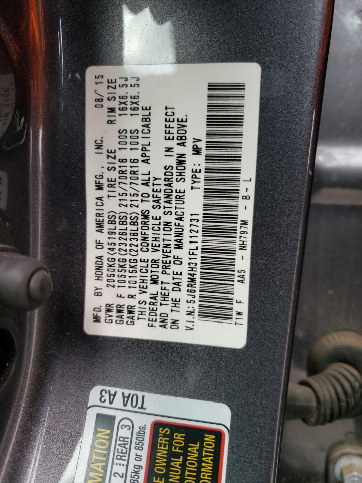 Photo 10 from auction – 2015 HONDA CR-V LX with VIN 5J6RM4H31FL112731
