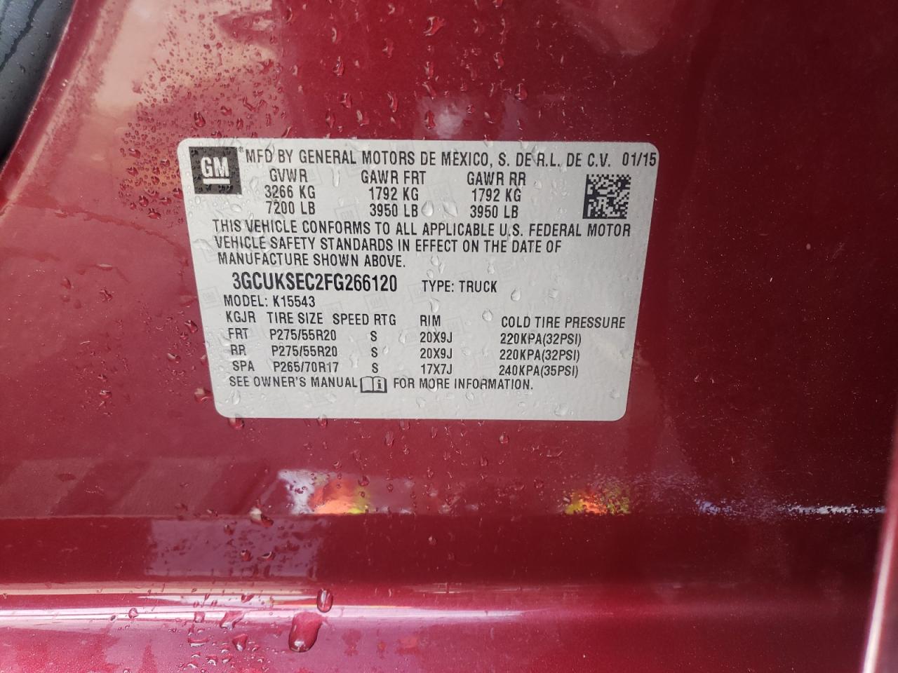 Photo 10 from auction – 2015 CHEVROLET SILVERADO with VIN 3GCUKSEC2FG266120