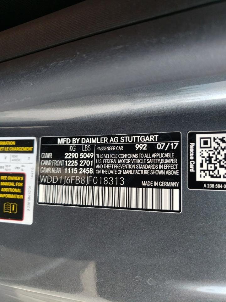 Photo 10 from auction – 2018 MERCEDES-BENZ E 400 with VIN WDD1J6FB8JF018313