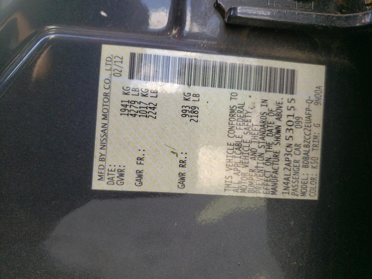 Photo 10 from auction – 2012 NISSAN ALTIMA BAS with VIN 1N4AL2AP3CN530155