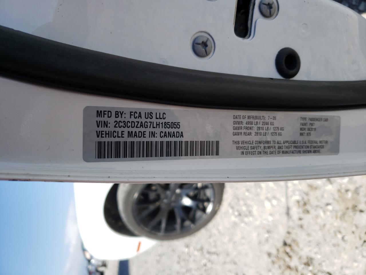 Photo 10 from auction – 2020 DODGE CHALLENGER with VIN 2C3CDZAG7LH185055