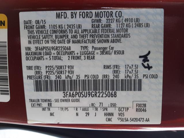 Photo 10 from auction – 2016 FORD FUSION TIT with VIN 3FA6P0SU9GR225068